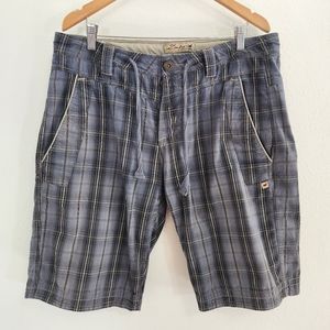Zenfari Shorts Men 34 Blue Plaid Button Fly Casual Cotton Life Is A Festival US